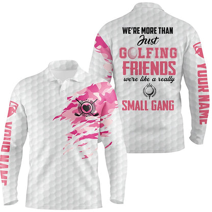 Golf Polo shirts, Pink Camo Mens Golf Polo Shirt, Personalized White And Pink Golf Shirts For Men