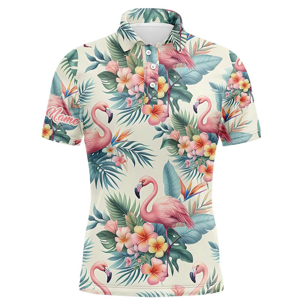 Golf Polo shirts, Pink Flamingo Tropical Mens Golf Polo Shirts Customized Golf Shirts For Men Golfing Gifts
