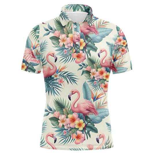 Golf Polo shirts, Pink Flamingo Tropical Mens Golf Polo Shirts Customized Golf Shirts For Men Golfing Gifts
