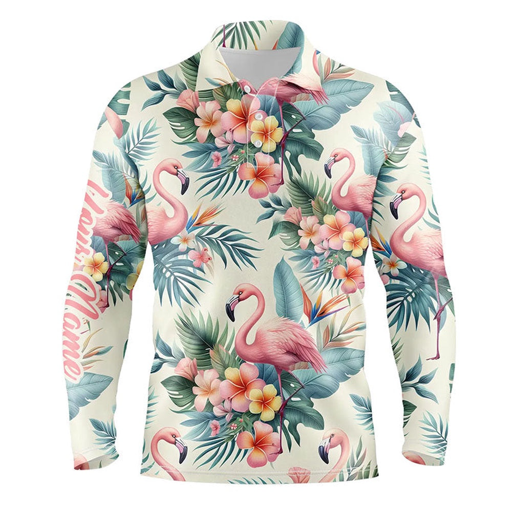 Golf Polo shirts, Pink Flamingo Tropical Mens Golf Polo Shirts Customized Golf Shirts For Men Golfing Gifts