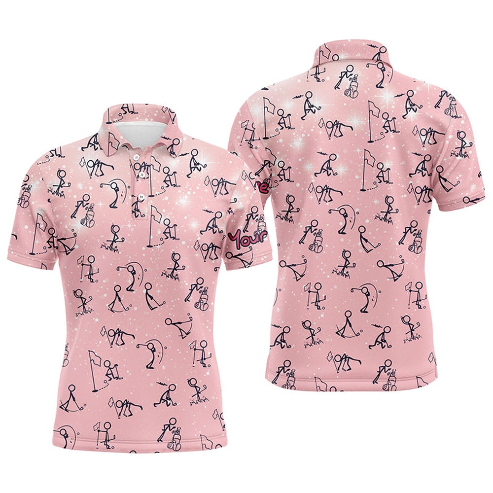Golf Polo shirts, Pink Galaxy Seamless Mens Golf Polo Shirts Custom Funny Golf Shirts For Men Cute Golf Gifts