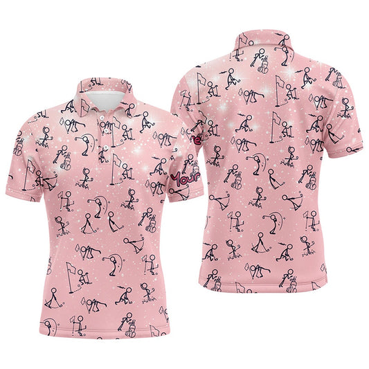 Golf Polo shirts, Pink Galaxy Seamless Mens Golf Polo Shirts Custom Funny Golf Shirts For Men Cute Golf Gifts