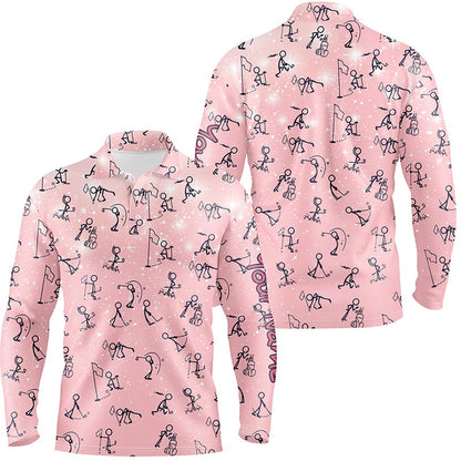 Golf Polo shirts, Pink Galaxy Seamless Mens Golf Polo Shirts Custom Funny Golf Shirts For Men Cute Golf Gifts