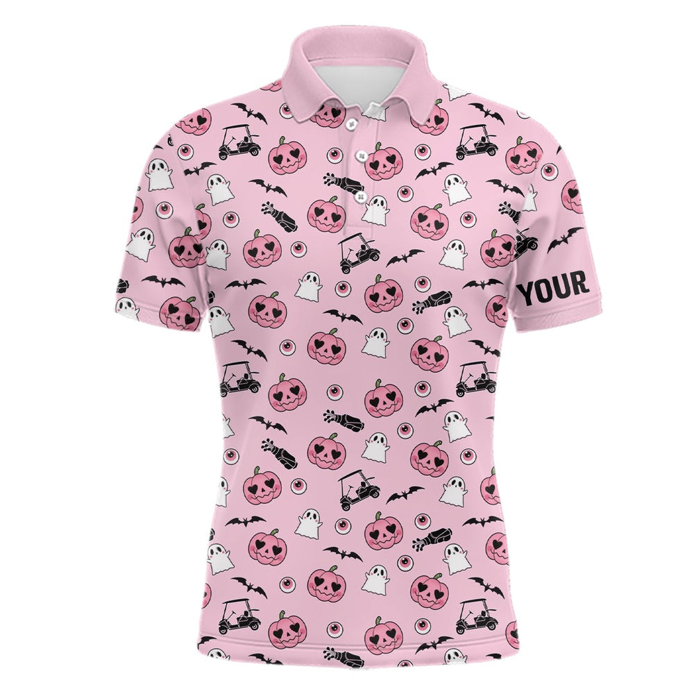 Golf Polo shirts, Pink Halloween Mens Golf Polo Shirts Custom Golf Shirts For Men Cute Halloween Golf Gifts