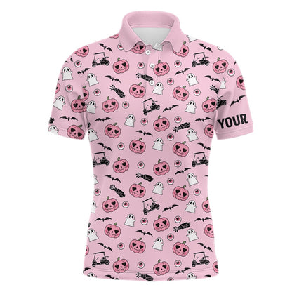 Golf Polo shirts, Pink Halloween Mens Golf Polo Shirts Custom Golf Shirts For Men Cute Halloween Golf Gifts