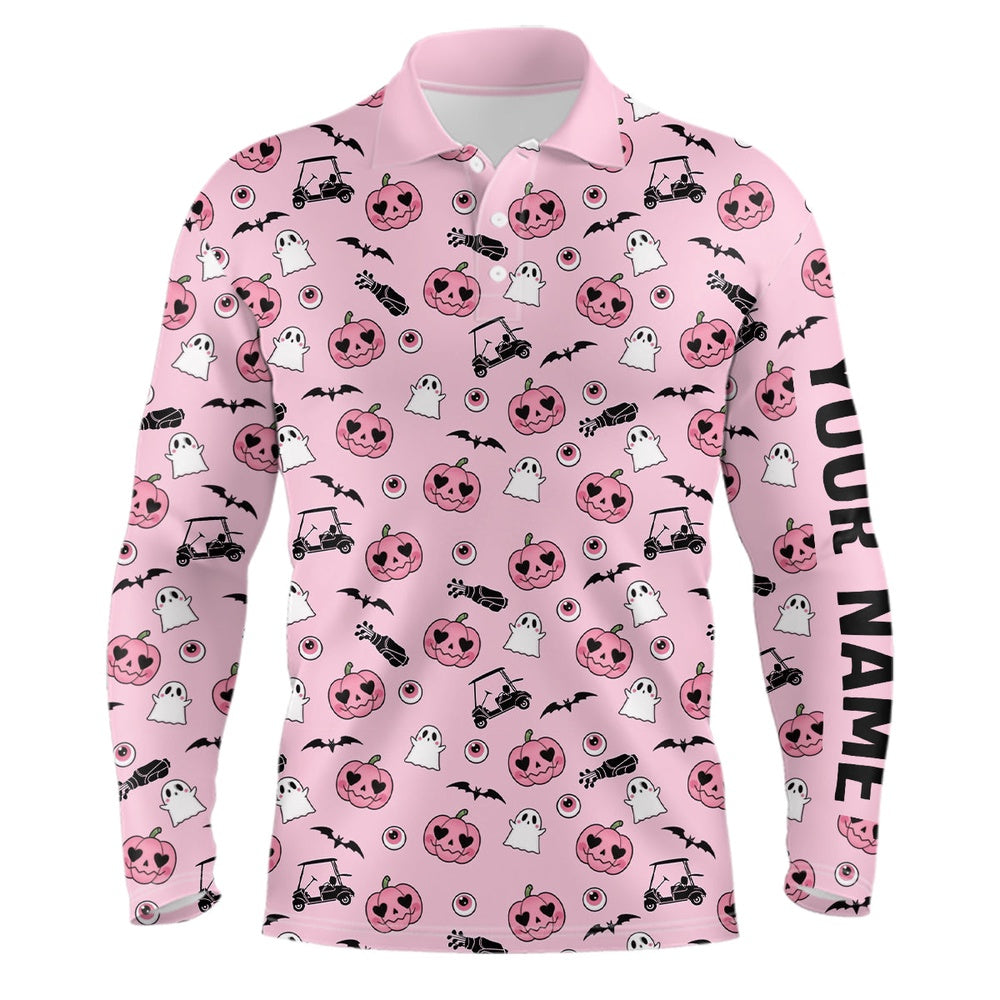 Golf Polo shirts, Pink Halloween Mens Golf Polo Shirts Custom Golf Shirts For Men Cute Halloween Golf Gifts