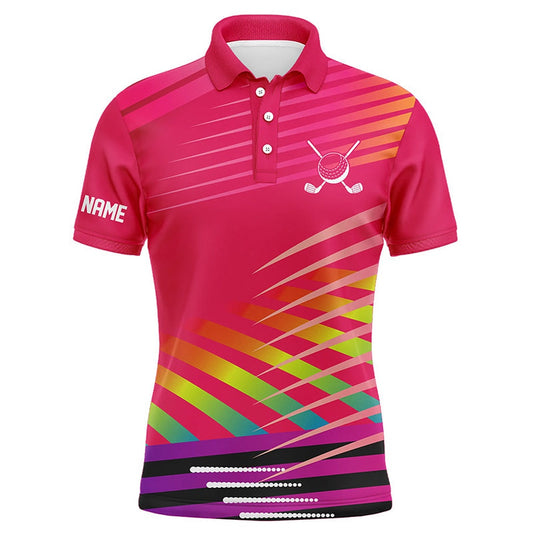 Golf Polo shirts, Pink Mens Golf Polo Shirts Custom Name Golf Shirts For Men