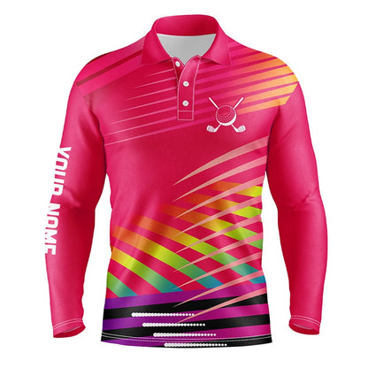 Golf Polo shirts, Pink Mens Golf Polo Shirts Custom Name Golf Shirts For Men