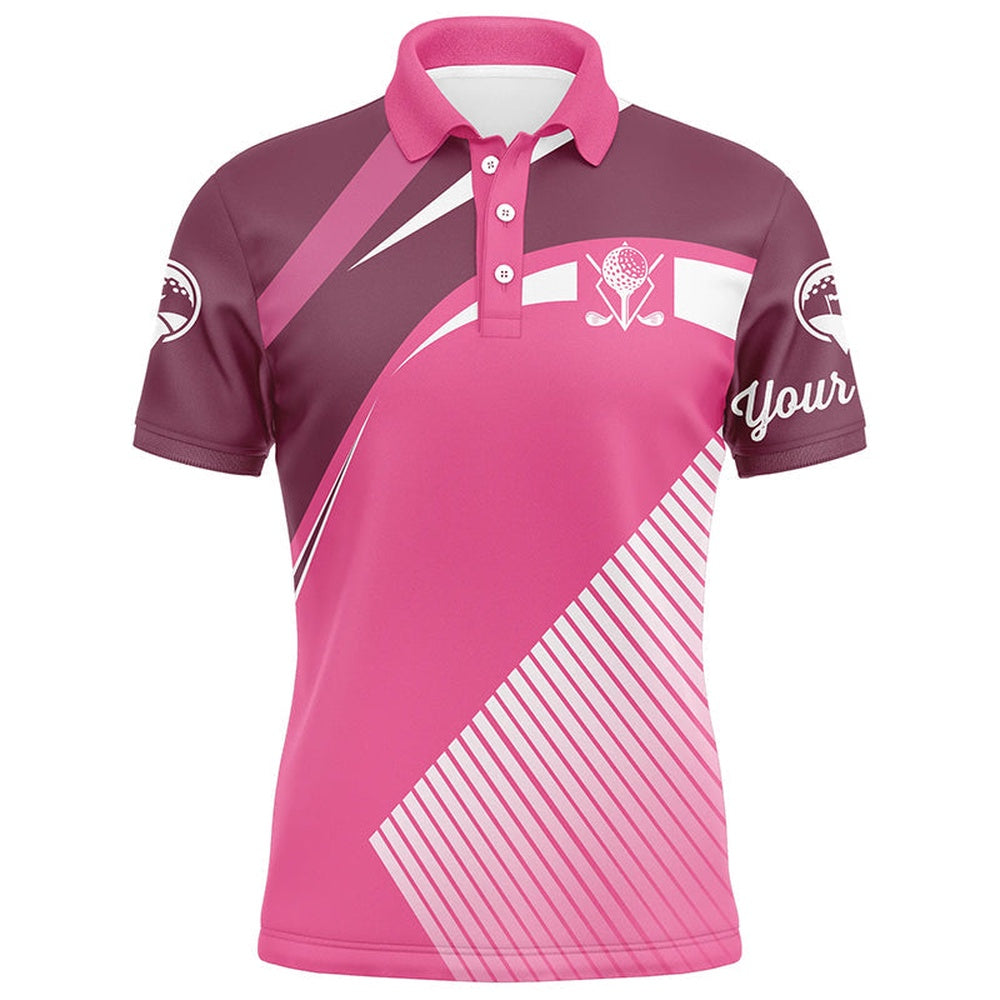 Golf Polo shirts, Pink Mens Golf Polos Shirts Custom Golf Tops For Mens, Personalized Unique Golf Gifts