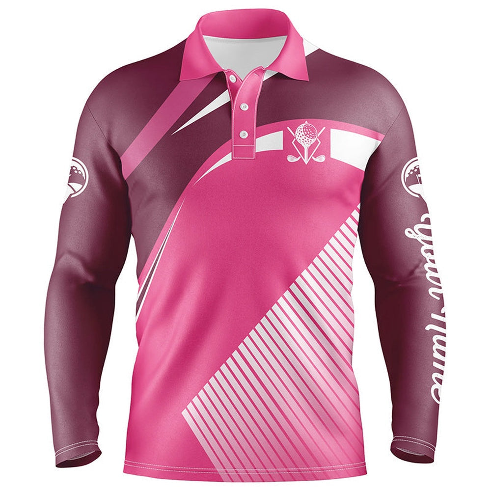 Golf Polo shirts, Pink Mens Golf Polos Shirts Custom Golf Tops For Mens, Personalized Unique Golf Gifts