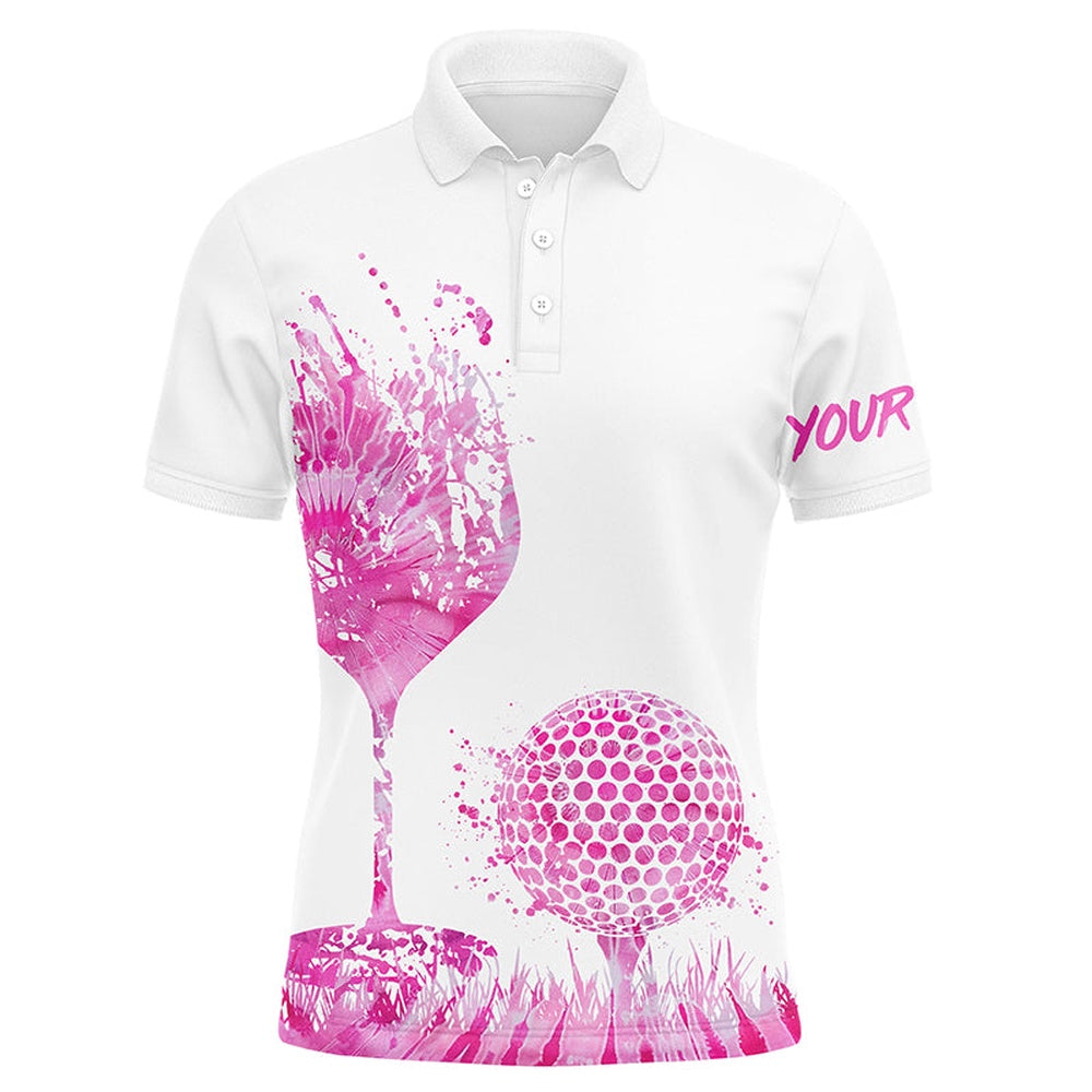 Golf Polo shirts, Pink Tie Dye Golf Wine Mens Golf Polo Shirts Custom Golf Attire For Men