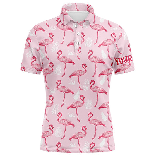 Golf Polo shirts, Pink Tropical Flamingo Mens Golf Polo Shirts Cusomized Funny Golf Tops For Men Male Golf Gifts