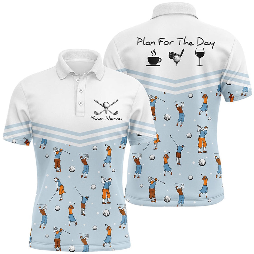 Golf Polo shirts, Playing Golf Plan For The Day Blue Mens Polo Shirts Custom Cute Golf Shirts For Men Golf Gifts