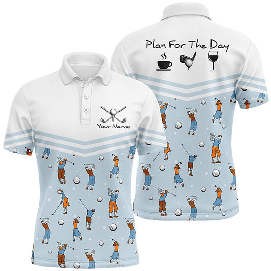 Golf Polo shirts, Playing Golf Plan For The Day Blue Mens Polo Shirts Custom Cute Golf Shirts For Men Golf Gifts