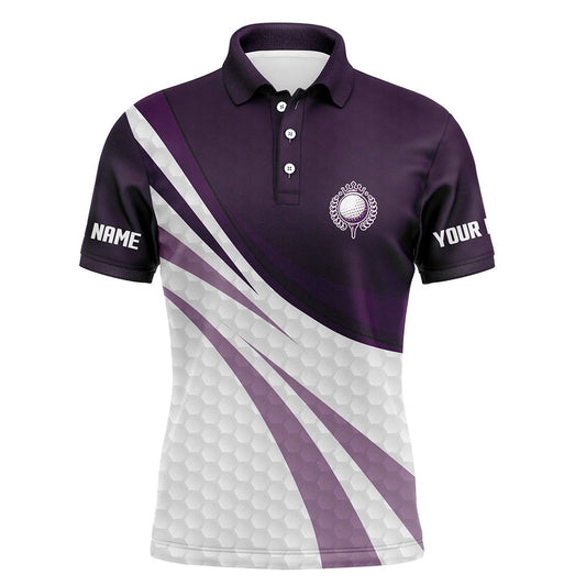 Golf Polo shirts, Purple And White Golf Shirt Custom Name Mens Golf Polo Shirts, Mens Purple Golf Polo, Golfer Gifts