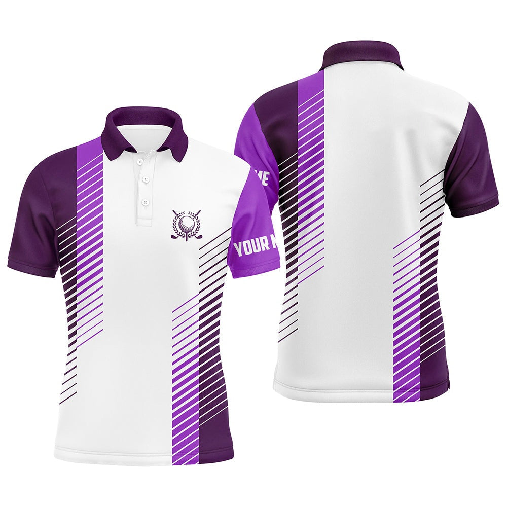 Golf Polo shirts, Purple And White Mens Golf Polo Shirts Custom Golf Ball Shirt For Men, Best Men Golf Wear