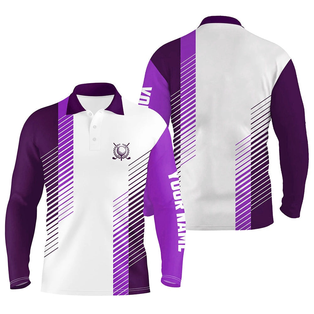Golf Polo shirts, Purple And White Mens Golf Polo Shirts Custom Golf Ball Shirt For Men, Best Men Golf Wear