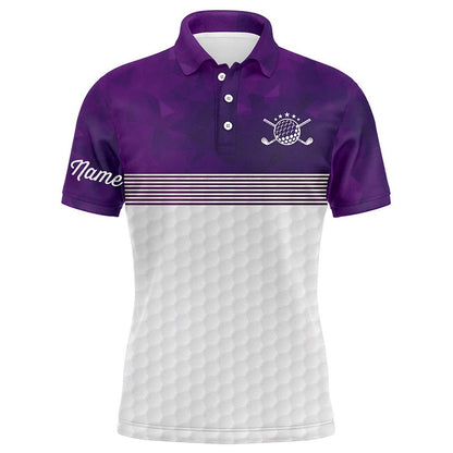 Golf Polo shirts, Purple And White Mens Golf Polo Shirts Custom Name Golf Shirts For Men
