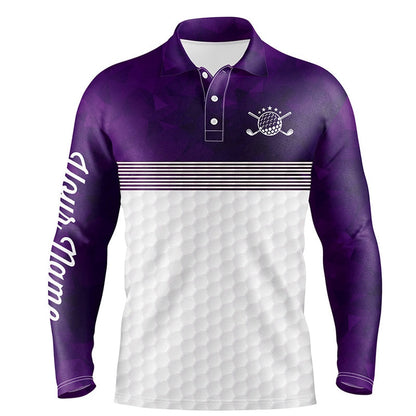 Golf Polo shirts, Purple And White Mens Golf Polo Shirts Custom Name Golf Shirts For Men