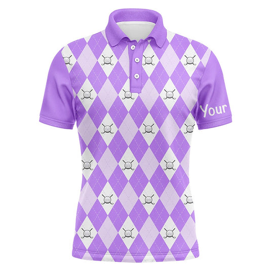 Golf Polo shirts, Purple Argyle Plaid Pattern Mens Golf Polos Shirts Custom Golf Shirts For Men