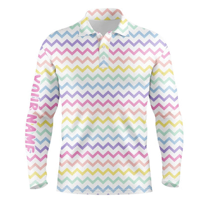 Golf Polo shirts, Rainbow Colors Pattern Golf Shirts Custom Name Mens Golf Polo Shirts, Mens Golf Polo Tops