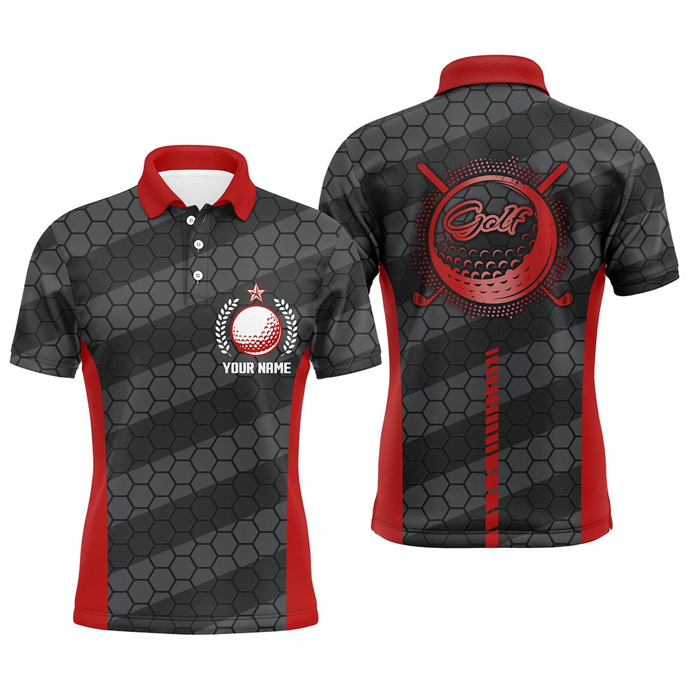 Golf Polo shirts, Red And Black Mens Golf Polo Shirts Personalized Golf Polos For Men, Cool Golf Gifts