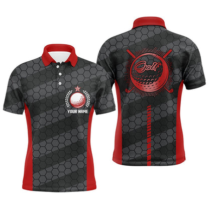 Golf Polo shirts, Red And Black Mens Golf Polo Shirts Personalized Golf Polos For Men, Cool Golf Gifts