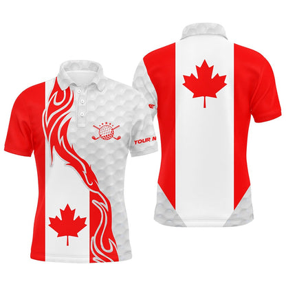 Golf Polo shirts, Red And White Canadian Flag Men Golf Polo Shirts Custom Patriotic Golf Clubs Golf Shirt For Men
