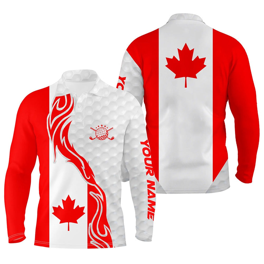 Golf Polo shirts, Red And White Canadian Flag Men Golf Polo Shirts Custom Patriotic Golf Clubs Golf Shirt For Men