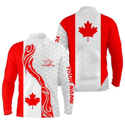 Golf Polo shirts, Red And White Canadian Flag Men Golf Polo Shirts Custom Patriotic Golf Clubs Golf Shirt For Men