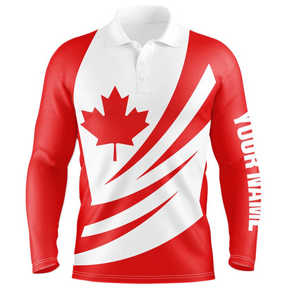 Golf Polo shirts, Red And White Canadian Flag Mens Golf Polo Shirts Custom Mens Golf Tops