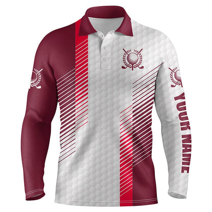 Golf Polo shirts, Red And White Golf Shirt Custom Name Mens Golf Polo Shirts, Mens Red Golf Polo, Golfer Gifts