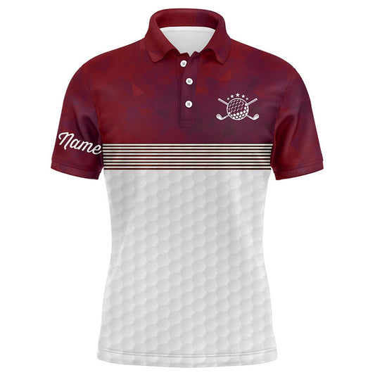 Golf Polo shirts, Red And White Mens Golf Polo Shirts Custom Name Golf Shirts For Men