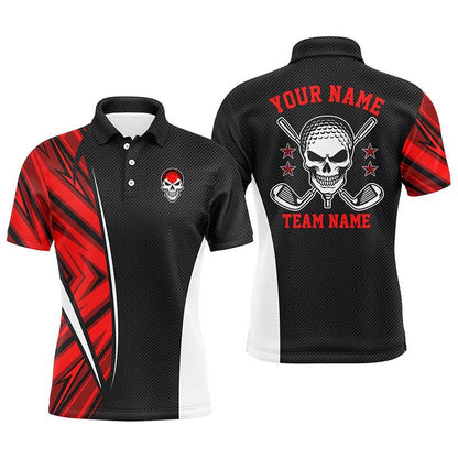 Golf Polo shirts, Red Camo Black Mens Golf Polo Shirts Custom Golf Clubs Skull Golf Tops For Mens, Best Golf Gifts