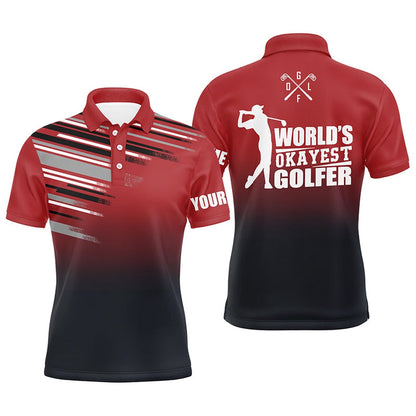 Golf Polo shirts, Red Mens Golf Polo Shirt Custom Name World'S Okayest Golfer Team Mens Golf Tops For Men