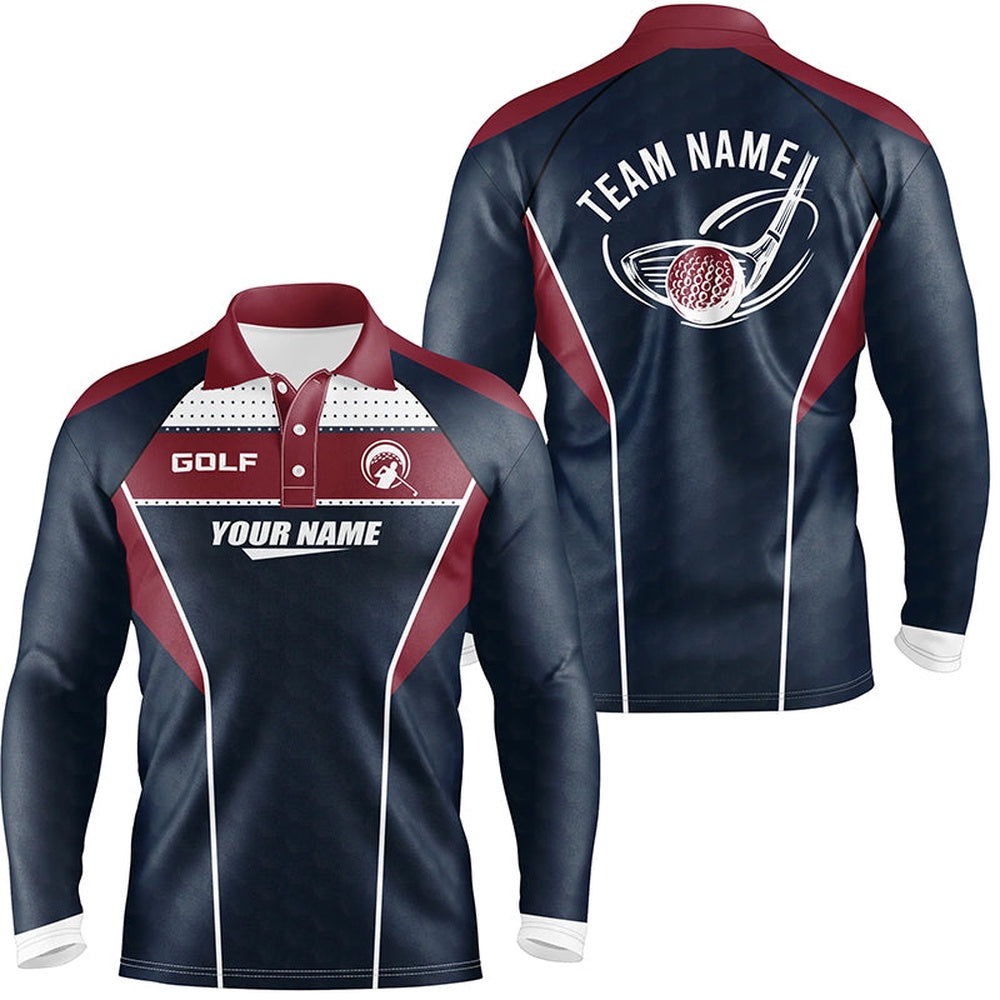 Golf Polo shirts, Red Navy Mens Golf Polo Shirt Personalized Golf Tops For Men Golf Team Jersey For Golf Lovers