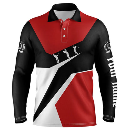 Golf Polo shirts, Red, White And Black Mens Golf Polo Shirts Custom Golf Sport Team Polo Shirts, Best Mens Golf Wear