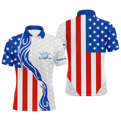Golf Polo shirts, Red, White, And Blue American Flag Men Golf Polo Shirts Custom Patriotic Golf Clubs Golf Shirt For Men