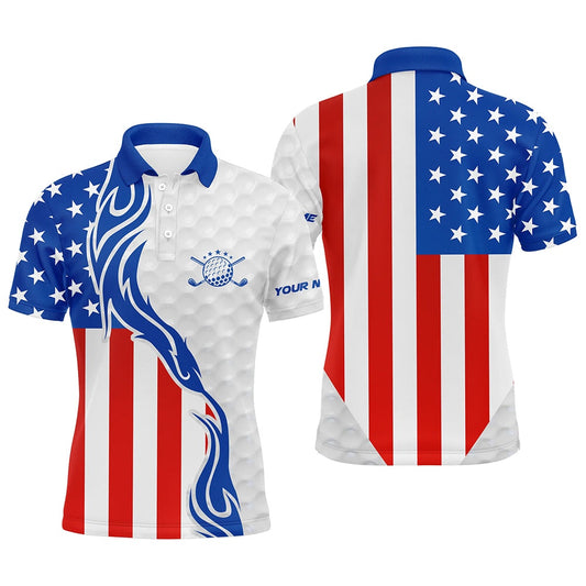 Golf Polo shirts, Red, White, And Blue American Flag Men Golf Polo Shirts Custom Patriotic Golf Clubs Golf Shirt For Men