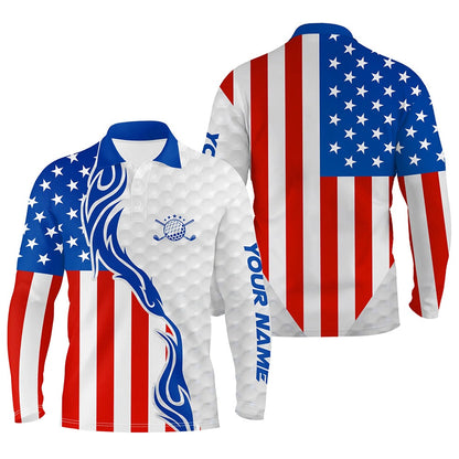 Golf Polo shirts, Red, White, And Blue American Flag Men Golf Polo Shirts Custom Patriotic Golf Clubs Golf Shirt For Men