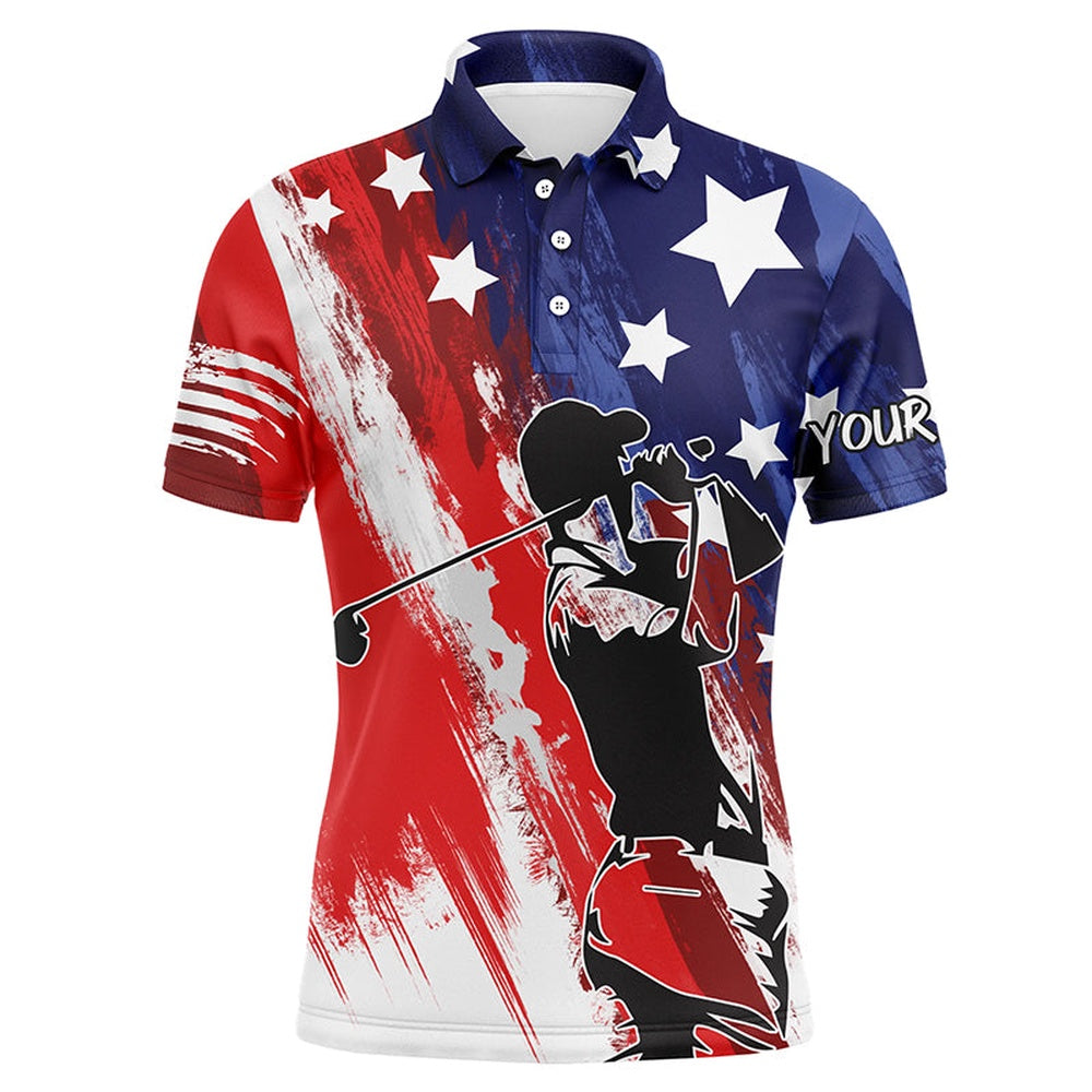 Golf Polo shirts, Red, White, And Blue American Flag Men Golf Polo Shirts Custom Patriotic Golf Shirt