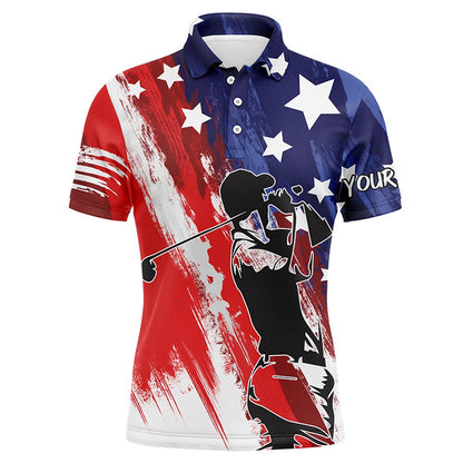 Golf Polo shirts, Red, White, And Blue American Flag Men Golf Polo Shirts Custom Patriotic Golf Shirt