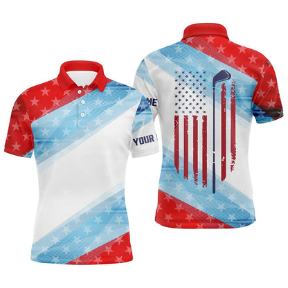 Golf Polo shirts, Red White And Blue American Flag Mens Golf Polo Shirt Custom Mens Patriotic Polo Shirts Golfing Gift
