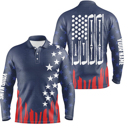 Golf Polo shirts, Red White And Blue American Flag Mens Golf Polo Shirt Custom Patriotic Men'S Golf Outfits