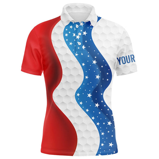 Golf Polo shirts, Red, White And Blue American Flag Mens Golf Polo Shirts Custom Mens Golf Clothes, Cool Golf Gifts