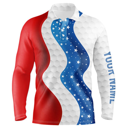 Golf Polo shirts, Red, White And Blue American Flag Mens Golf Polo Shirts Custom Mens Golf Clothes, Cool Golf Gifts