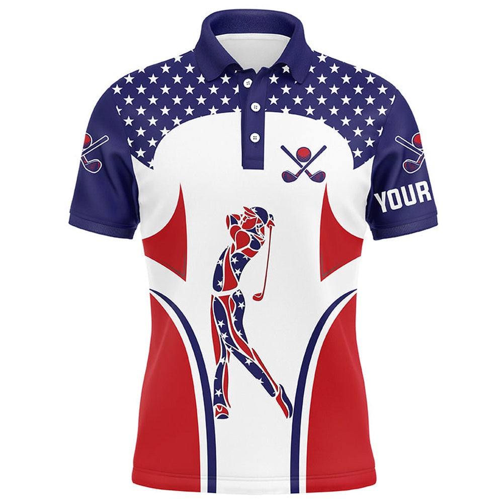 Golf Polo shirts, Red, White And Blue American Flag Mens Golf Polo Shirts Custom Patriotic Mens Golf Tops