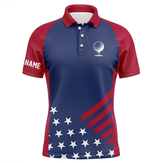 Golf Polo shirts, Red, White And Blue American Flag Mens Golf Polo Shirts Custom Patriotic Team Golf Tops For Men