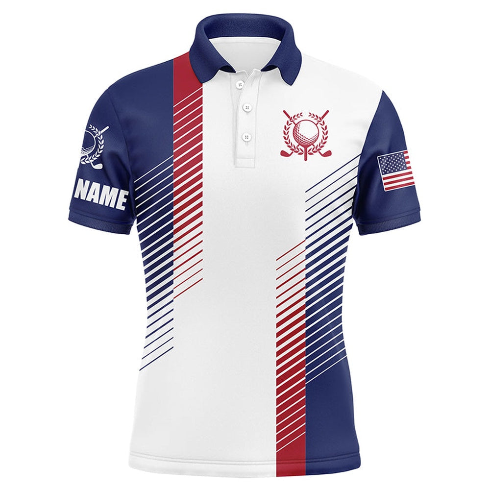 Golf Polo shirts, Red, White And Blue Golf Shirts Custom Name Mens Golf Polo Shirts, Mens Patriotic Golf Polos