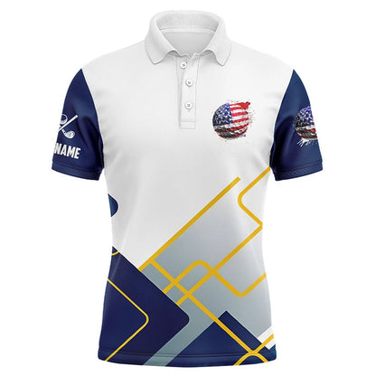 Golf Polo shirts, Red, White And Blue Mens Golf Polo Shirts Custom American Flag Mens Golf Tops